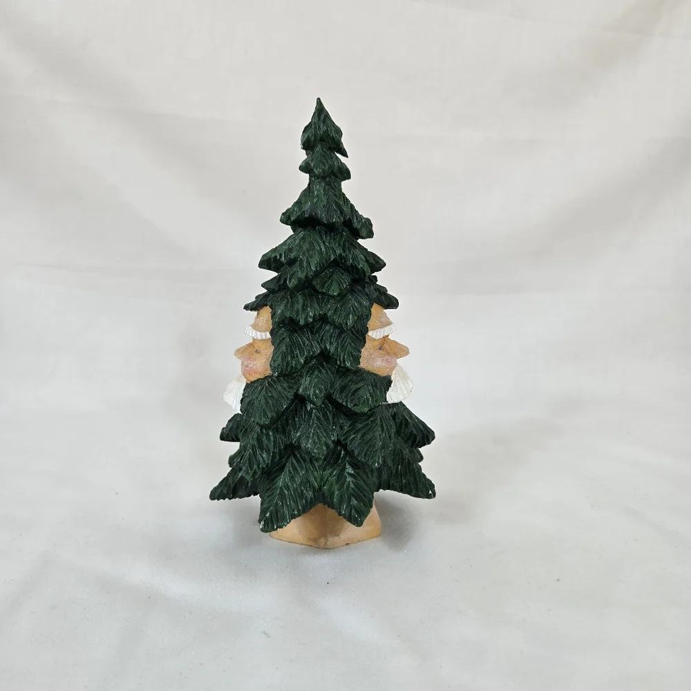 Dept 56 Santa Face Christmas Tree Resin Carved Evergreen Pine Retired 7 1/2